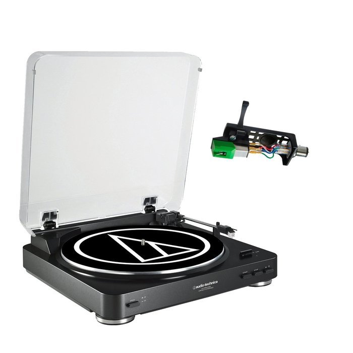 Audio Technica Turntable and Headshell Cartridge Bundle ATLP60BKUSB