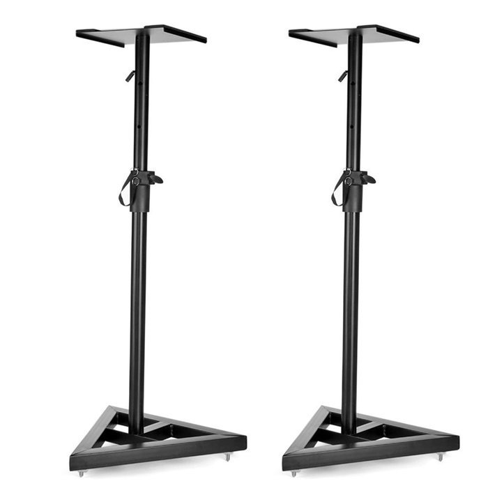Flexzion Speaker Stand Floor Standing Mount with Triangle Base Height Adjustable (39"- 67") Set of 2 for Concert... N2