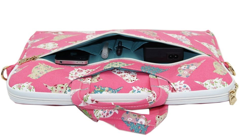 Canvaslove Black Easter Egg Patten Canvas Laptop Shoulder Bag 11 Inch 12 Inch 13 Inch Laptop Messenger Bag 13.3... N51
