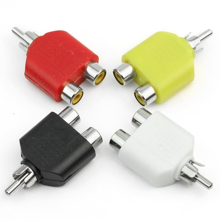 RHX 4x RCA Y Splitter Adapter 2Female to 1Male For Audio Video AV TV Cable Convert N4