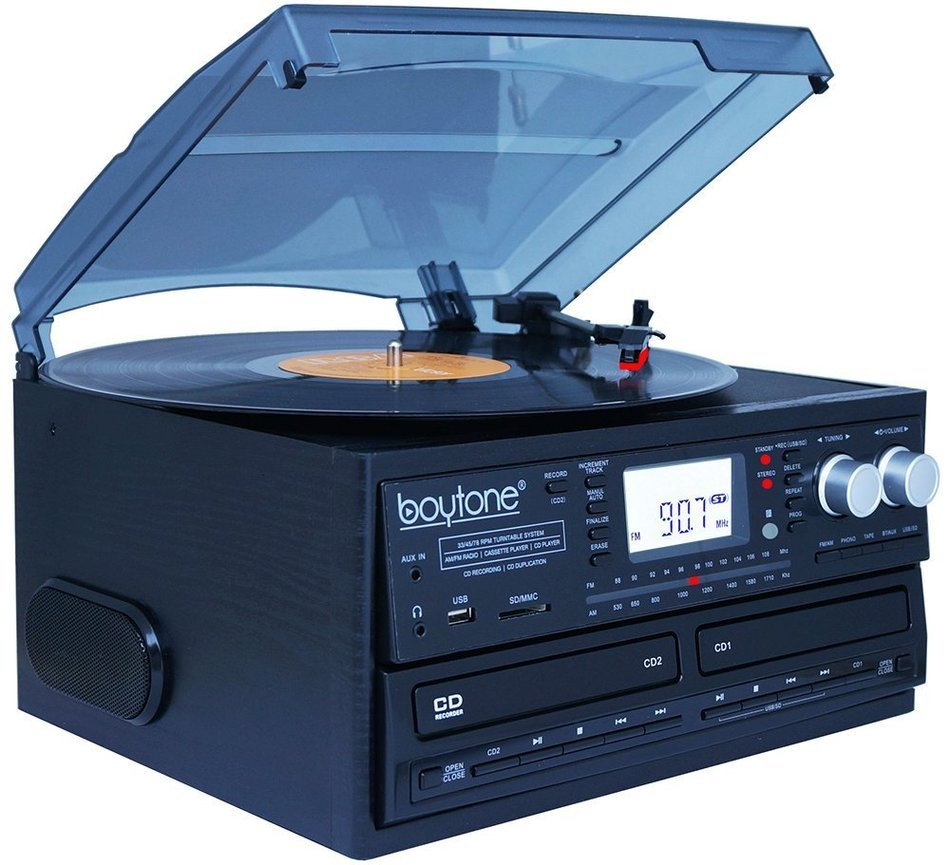 Boytone BT-29B, Bluetooth Dual CD Player and Recorder CD2 to CD1, AM/FM Radio Turntable Record Player 2 Built-in... N7