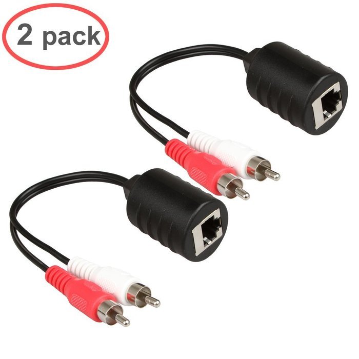 LINESO 2Pack 3.5mm Stereo To RJ45 Female Extender Over Cat5&Cat6 Cable (2x 3.5mm to RJ45 Female) N2