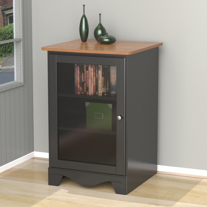 Pinnacle 1-Door Audio Tower 101915 from Nexera - Cherry and Black N2