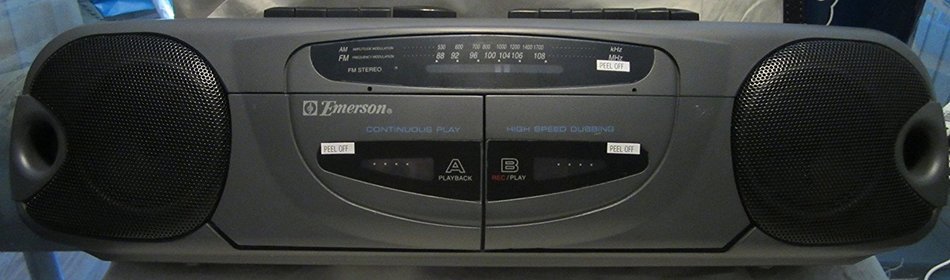 Emerson PS6457 AM/FM Portable Stereo with Dual Cassette Decks High Speed Dubbing