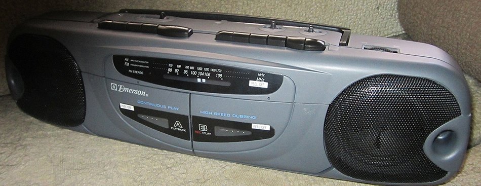 Emerson PS6457 AM/FM Portable Stereo with Dual Cassette Decks High Speed Dubbing N3