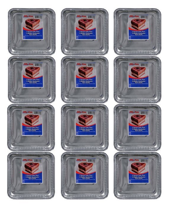 Set of 24 Jiffy Foil Disposable Aluminum 8" x 8" Square Cake Pans (24) N2
