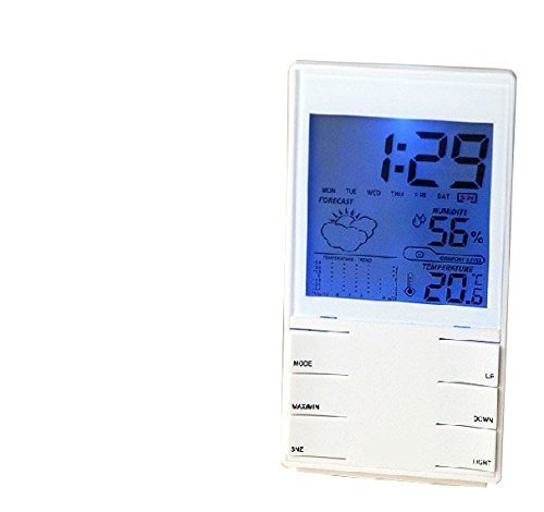 SIS indoor LCD desktop weather station with Alarm Clock,Temperature ,Humidity ,Travel Alarm Clock-White N6