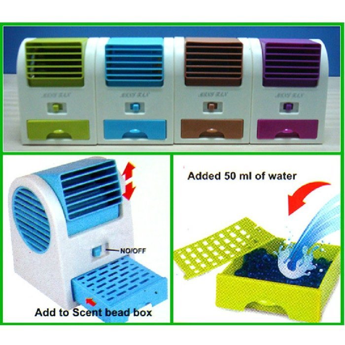 Water & Wood Adjustable Angles Scented USB Electric Air Conditioning Mini Fan Air Cooler Green N9