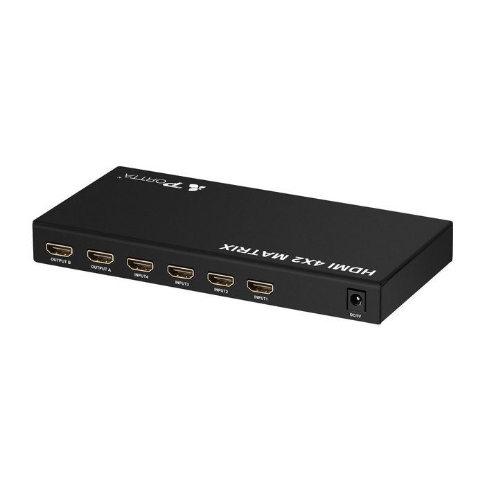 Portta PET0402 HDMI 4 port 4x2 Matrix with Remote v1.3 support 3D Super Slim 1080p N7