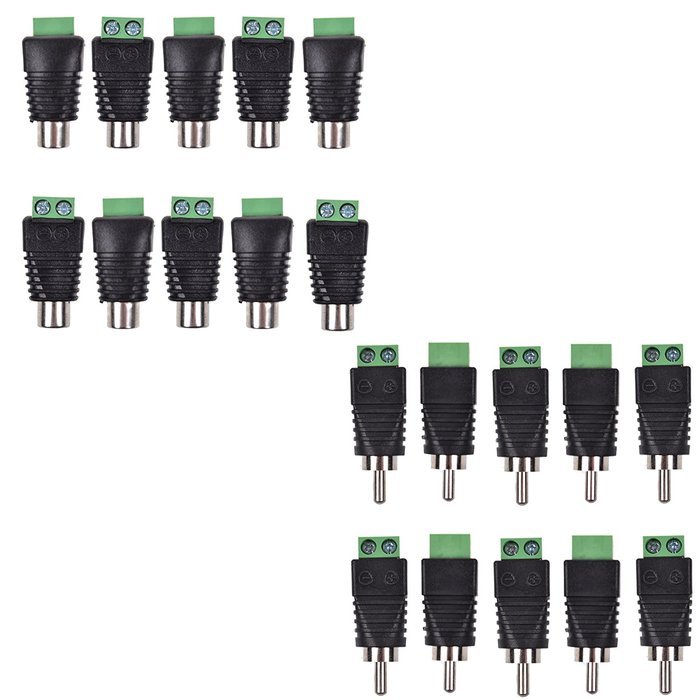 Bluecell 10pcs Phono RCA Male Plug to AV Screw Terminal Plug Connector and 10pcs UTP Cat5/Cat6 Cable to AV RCA... N2
