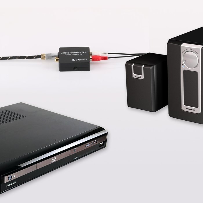Portta PETDAS Digital Coaxial Toslink to Analog RCA L/R Audio Converter with 3.5mm Jack Support Headphone/Speaker... N9