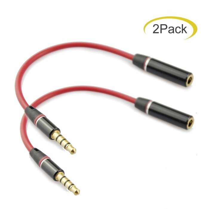 Seadream 2Pack 6 inch 4-Pole 3.5mm Male Right Angle to 3.5mm Female Stereo Audio Cable Headset Extension Cable... N13