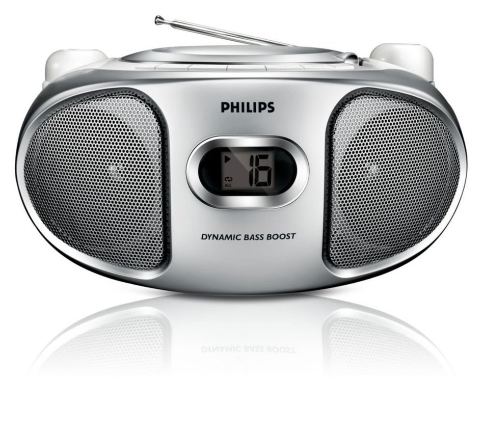 Philips AZ102S Portable BOOMBOX Sound machine CD Player with AM/FM Radio - Silver AZ102S/98