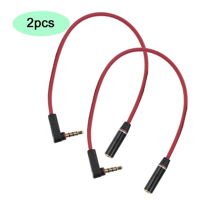 Seadream 2Pack 6 inch 4-Pole 3.5mm Male Right Angle to 3.5mm Female Stereo Audio Cable Headset Extension Cable... N14