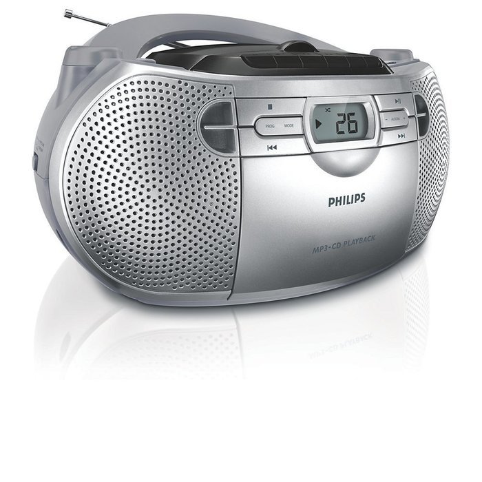 Philips AZ-1047 Boombox Sound Machine MP3 CD Player, Plays CD-R/RW with AM/FM Stereo Radio, Cassette Player and...