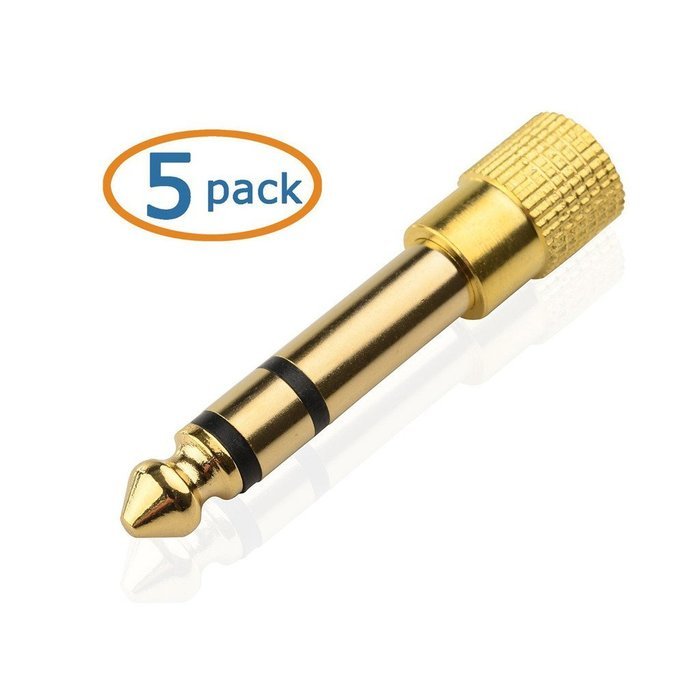 Flammi Gold Plated 6.3mm(1/4 inch) Male to 3.5mm(1/8 inch) Female Stereo Audio Adapter Converter Headphone Connector... N2