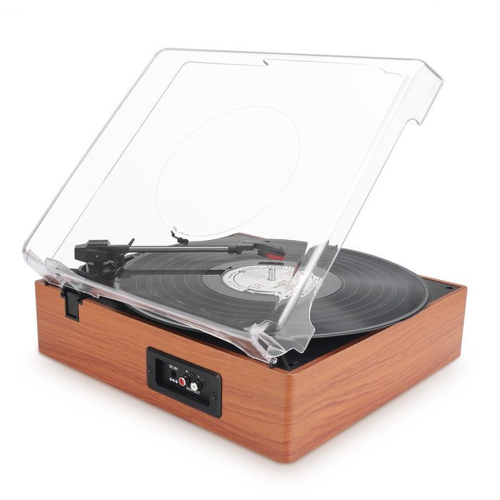 1byone Belt-Drive 3-Speed Stereo Turntable with Built in Speakers, Supports Vinyl to MP3 Recording, USB MP3 Playback... N4