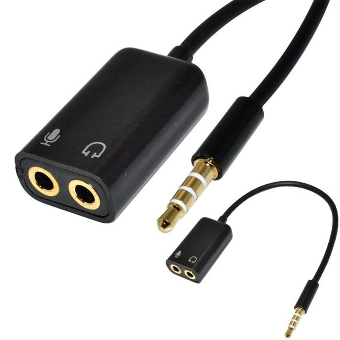 SuperWhole 3.5mm 1/8" Earphone Headset + Microphone Adapter to Stereo Audio Male PC iphone N2