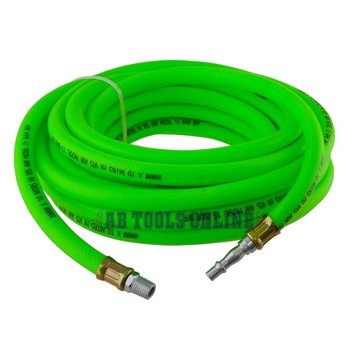 Airline Air Hose High Vis soft rubber 8mm 10m 33ft compressor hose AT875 by A B Tools N4