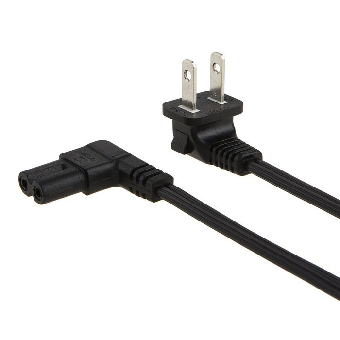 CableCreation 3 Foot 18 AWG Angled 2-Slot Non-Polarized Angle Power Cord (IEC320 C7 To Nema 1-15P), 0.915M / Black N4