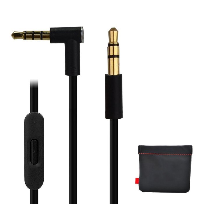 Replacement Audio Cable Cord w/ In-line Remote & Microphone + Original Replacement Leather Pouch Bag for Beats... N5