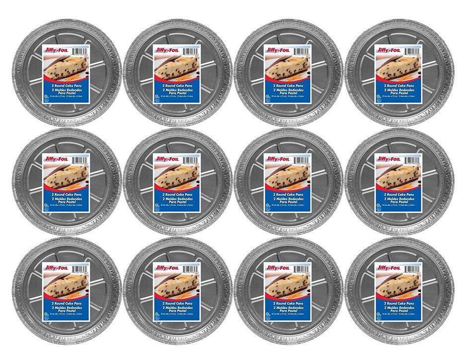 Set of 24 Jiffy Foil Disposable Aluminum 8-1/2" Round Cake Pans (24) N3