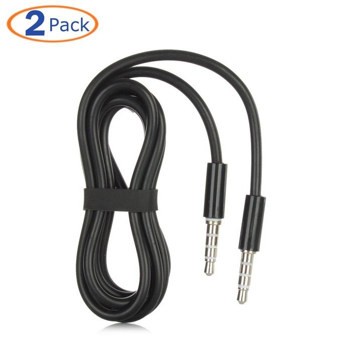 Conwork 2-Pack 3.5mm 4-Pin Universal Male to Male Auxiliary Extension Audio Stereo Cable Cord for Headphones -... N6