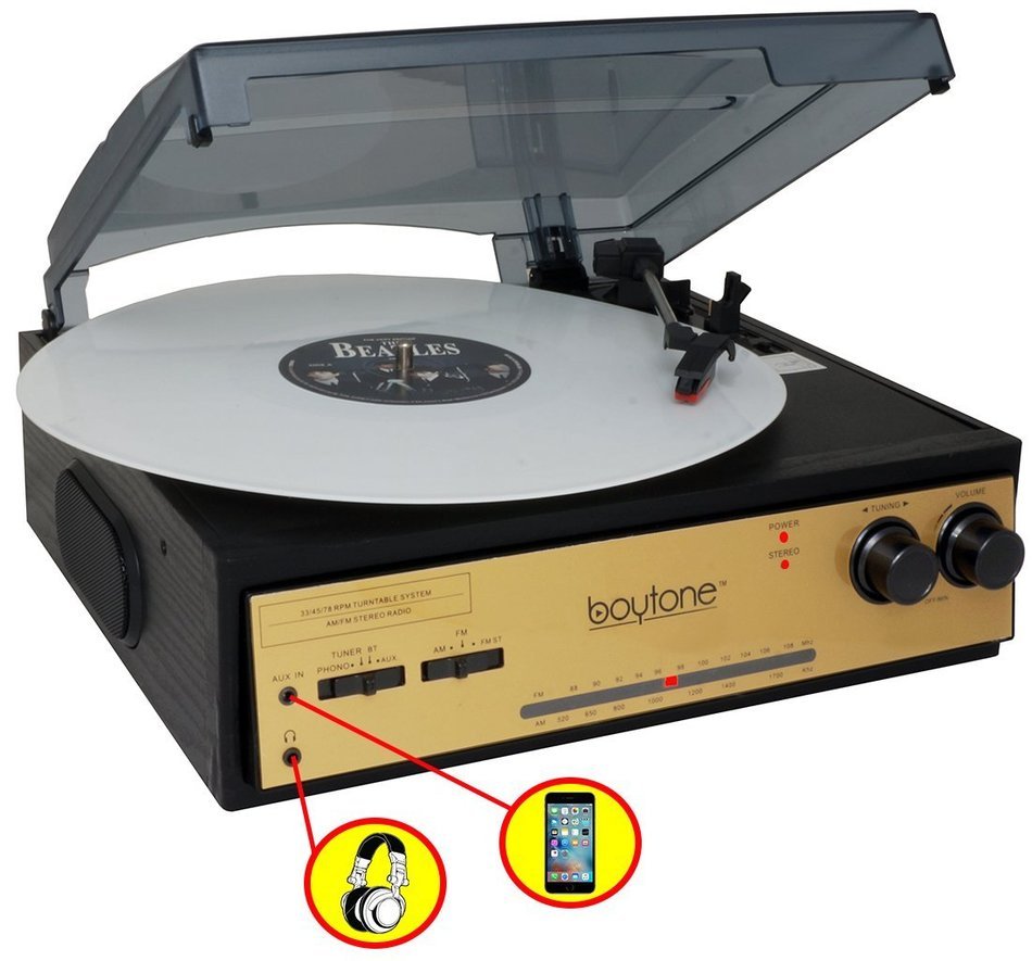 Boytone BT-13G with Bluetooth Connection 3-Speed Stereo Turntable Belt Drive 33/45/78 RPM, 2 built in Speakers... N5