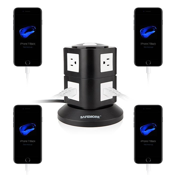 Power Strip, Safemore Smart 6-Outlet with 4-USB Surge Protection Power Socket 4000W 110-250V Worldwide Voltage... N10