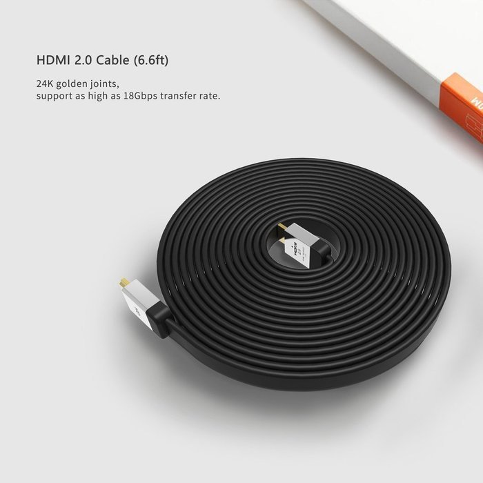 HDMI 2.0 Cable Flat, 4K 4096x2160P@60Hz High Speed Hdmi Cable for Xbox PS3\4 PC TV Projector(6 Feet) N3