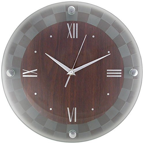 New TIMEKEEPER 6986D 12" Round Wall Clock with Sand-Blasted Glass Floating Dial (Checkerboard)