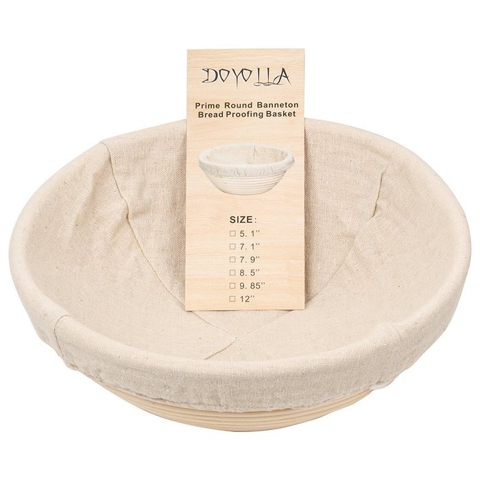 DOYOLLA 1pcs 8.5" Round Banneton Brotform Bread Dough Proofing Rising Rattan Basket & Liner N5