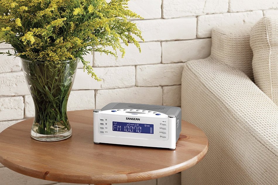 Sangean All in One Weather Atomic AM/FM Dual Alarm Clock Radio with Large Easy to Read Backlit LCD Display N5