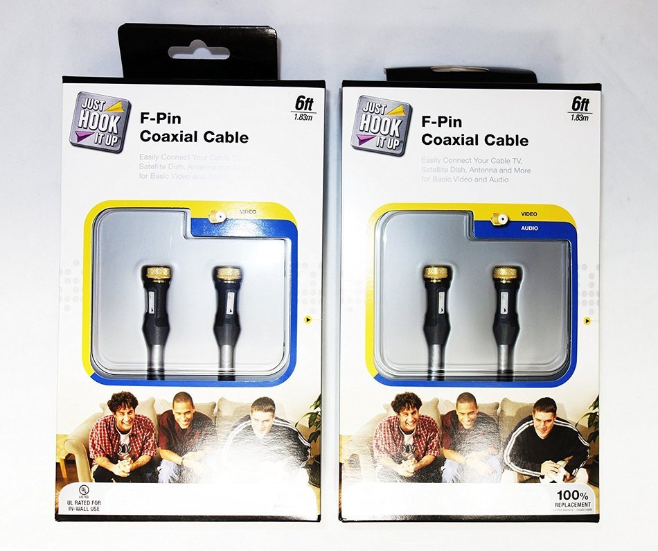 4 Pack - Monster F-Pin 6 Foot Coaxial Video Cables (No Frills Packaging) N2