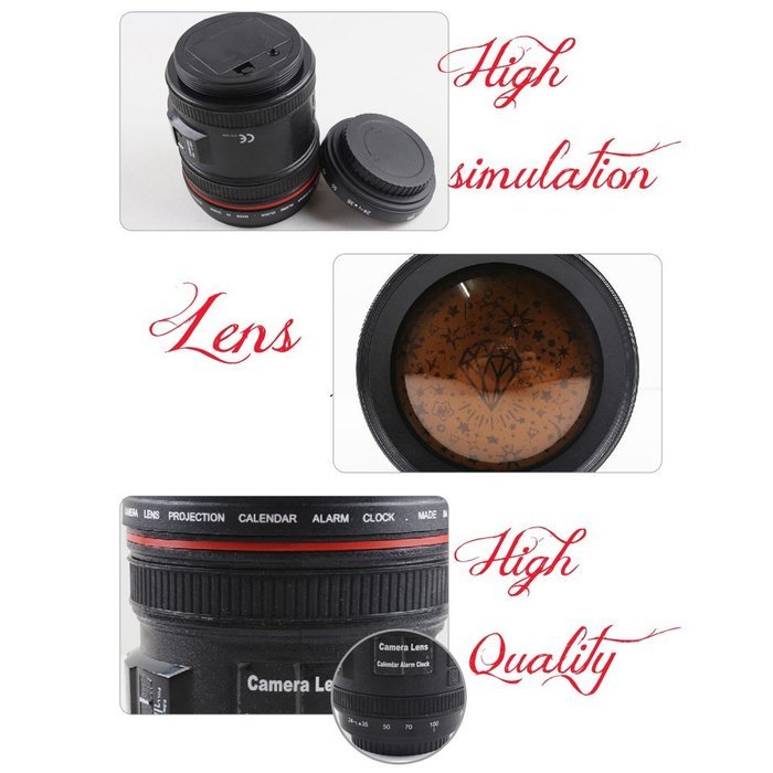 Best-mall Camera Lens Projection, Novelty Calendar Music LCD Digital Alarm Clock Projection(Black) N6