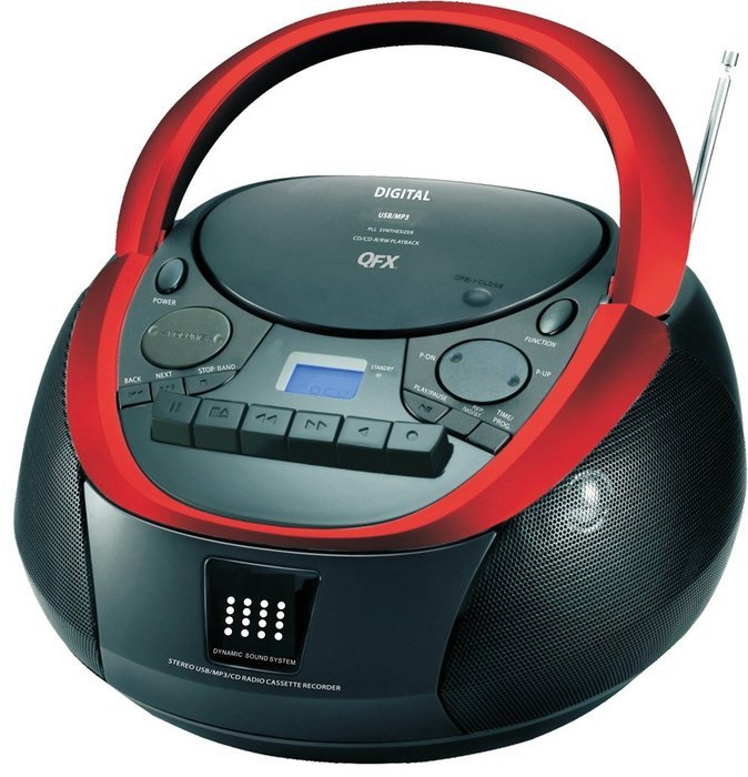 QFX J-71 Portable Top-loading CD/Cassette/MP3 Stereo Player and AM/FM Radio N2