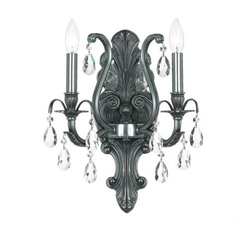 5563-PW-CL-MWP Dawson 2LT Wall Sconce, Pewter Finish with Clear Hand Cut Crystal by Crystorama Lighting Group
