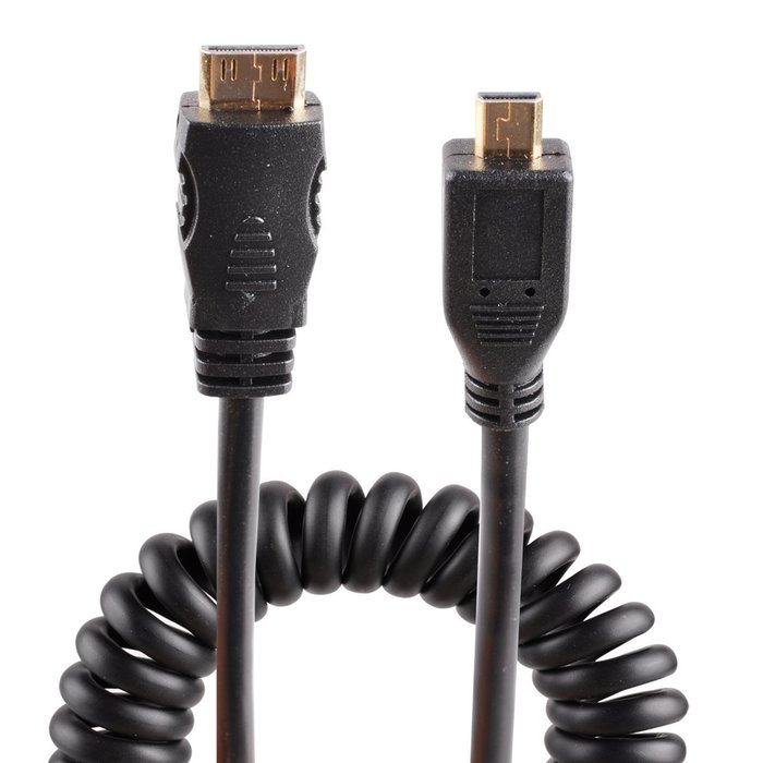 UCEC 11.81"/30cm Coiled Micro HDMI to Mini HDMI Cable for Atomos for Ninja Star N5