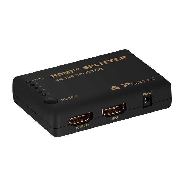 Portta 4PET0104 HDMI Splitter 4 Port 1x4 v1.4 with 340MHz and 4k x 2k support Full 3D Uncompressed Compressed... N10
