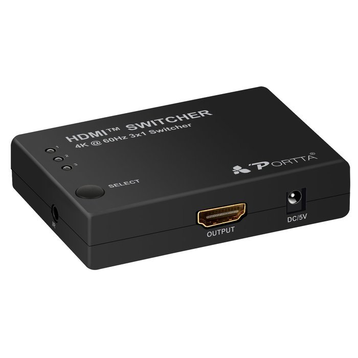 Portta PET0301DU HDMI Switch / Switcher 3 Port 3x1 v1.3 with 1.5 ft Pigtail support 3D 1080p N12