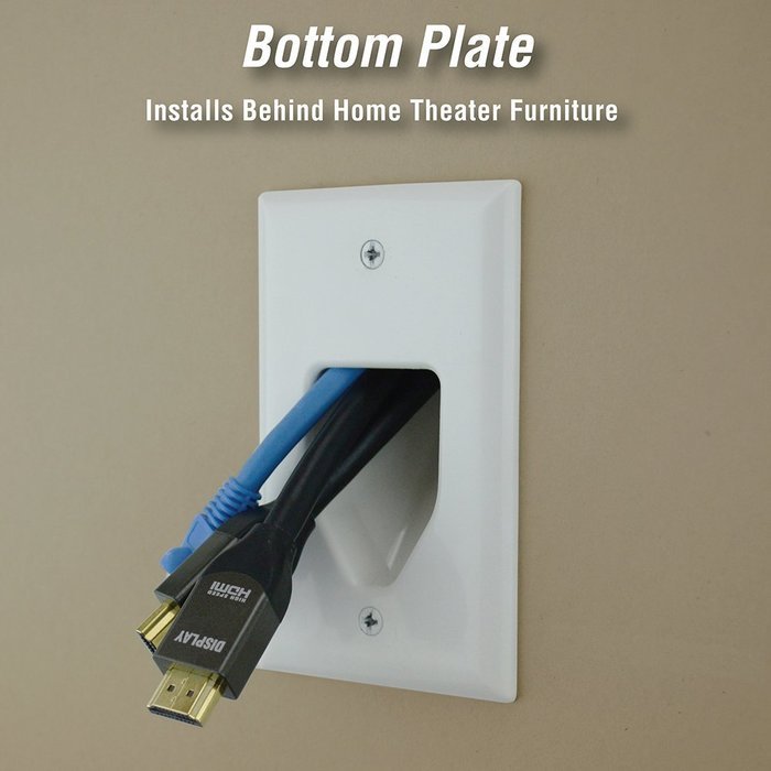Datacomm 50-3321-WH-KIT Flat Panel TV Cable Organizer Remodeling Kit with Power Outlet - White N7