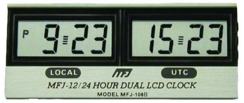 MFJ-108B Clock, 12/24-hour, LCD, Dual