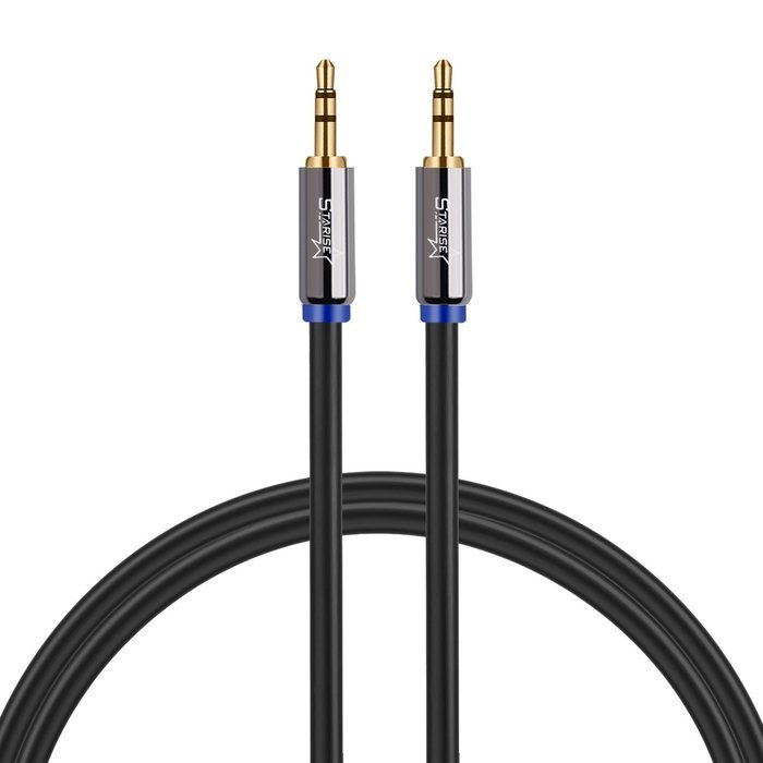 Starise Aux Cable 90 Degree 10 Feet - 3.5mm Male to Male Right Angle Stereo Audio Cable - Black N9