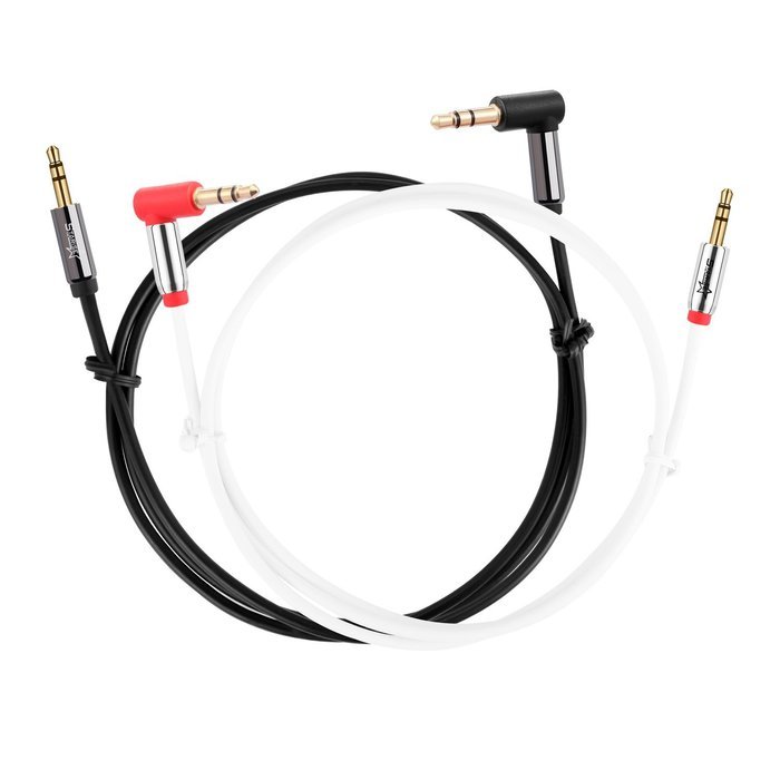 Starise Aux Cable 90 Degree 10 Feet - 3.5mm Male to Male Right Angle Stereo Audio Cable - Black N11