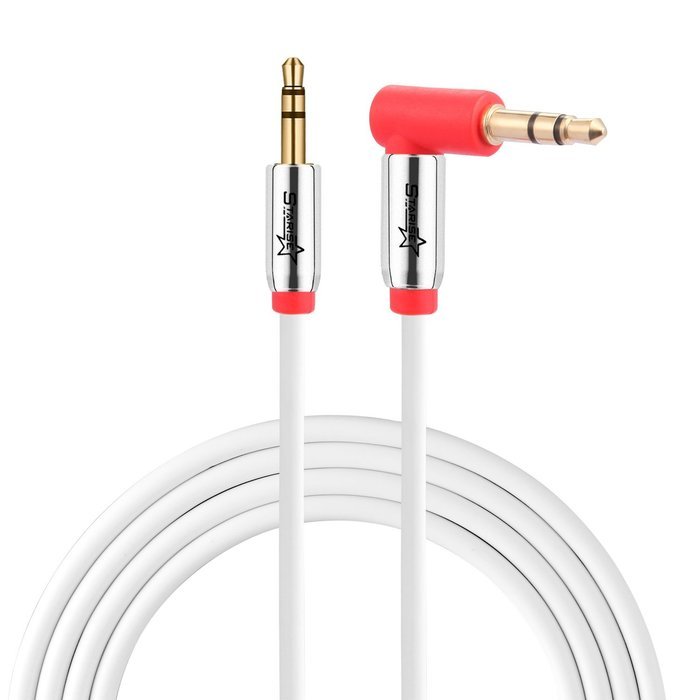 Starise Aux Cable 90 Degree 10 Feet - 3.5mm Male to Male Right Angle Stereo Audio Cable - Black N12