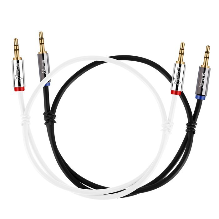 Starise Aux Cable 90 Degree 10 Feet - 3.5mm Male to Male Right Angle Stereo Audio Cable - Black N15