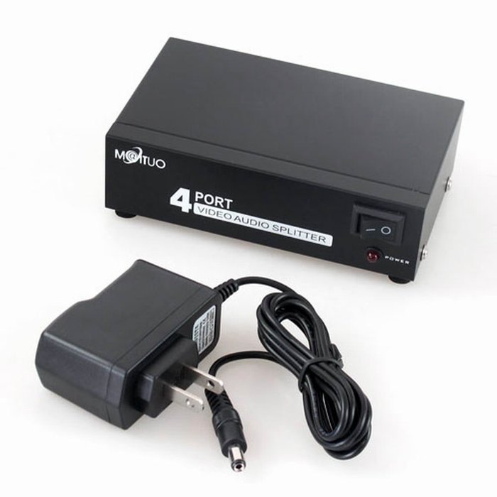 Findway 4 Port 1 In 4 Out 3 RCA AV Audio Video Splitter Amplifier for Cable Box DVD DVR Analog TV N4