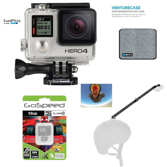 GoPro Hero4 Hero 4 12MP Full HD 4K 30fps 1080p 120fps Built-In Wi-Fi Waterproof Wearable Camera Black Adventure... N149