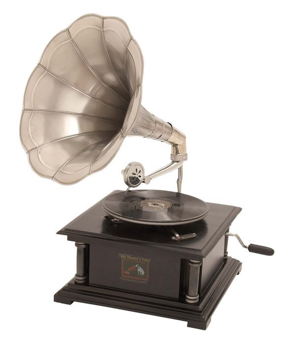 Antique Reproduction RCA Victor Phonograph Gramophone Gold Brass Horn