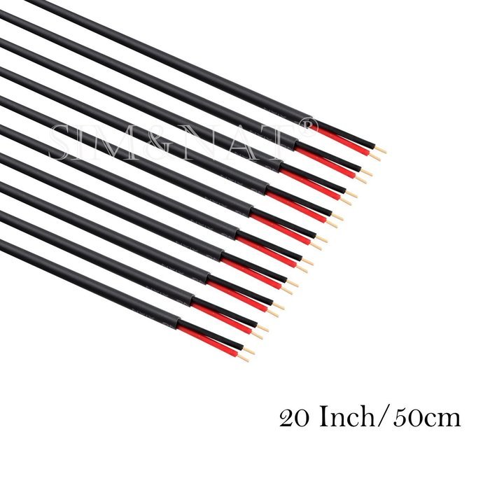 SIM&NAT Male DC 2.1mm x 5.5mm Wire Power Pigtails Adapter Barrel Plug Socket Cables for CCTV Security Camera,... N2